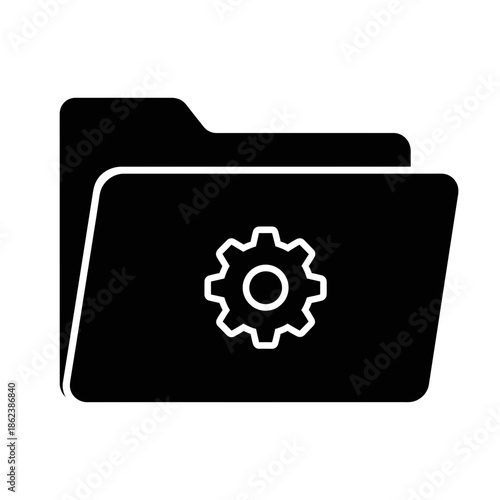 Folder Settings Icon Glyph for System Configuration and File Management.