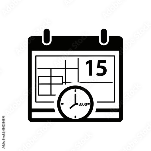 Calendar and Clock Icon for Appointment Scheduling and Time Management