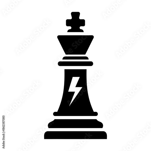 Electric Chess King Icon: Strategy, Power, and Speed Concept.