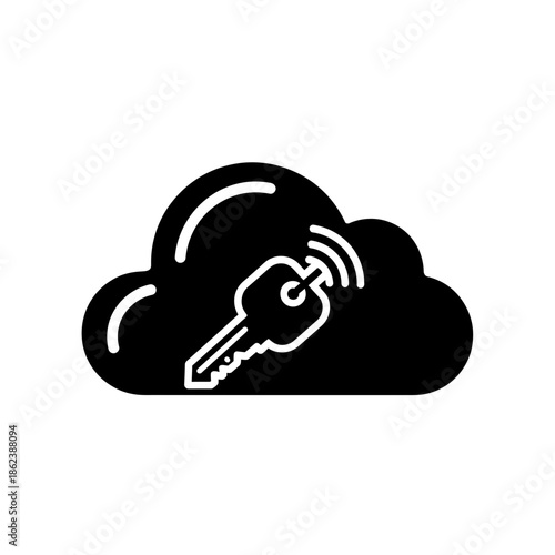 Secure Cloud Access Key and Data Encryption Technology Black Glyph Icon