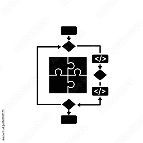 Process Flow and Problem Solving Integration with Modular Development Architecture Icon