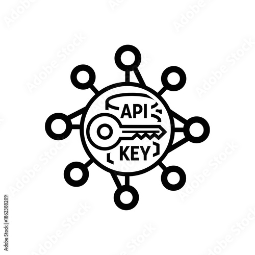 API Key Network Access Control and Security Icon, representing Authentication and Distributed System Authorization.