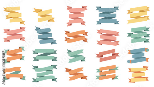 Creative Design, Colorful Ribbons, Digital Art, Illustration, Vibrant, Top-Down View, Whimsical Style