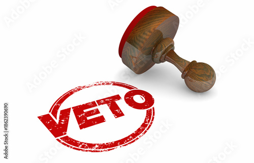 Veto Round Red Stamp Word Denial Refused Rejected 3d Illustration