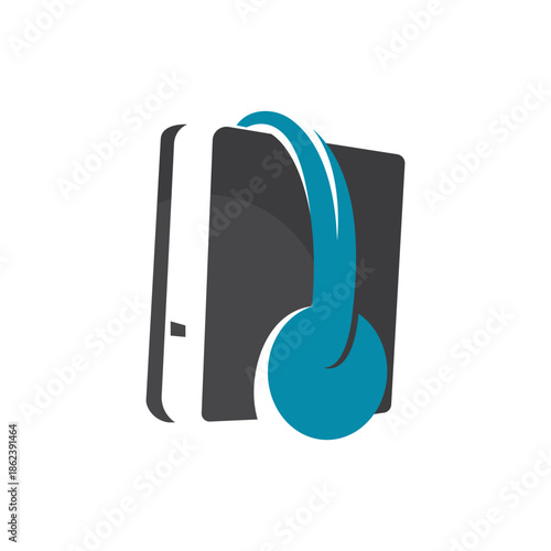 book and headphone logo vector icon illustration