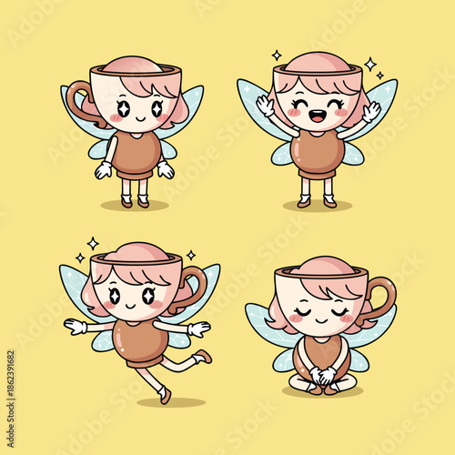 Cute Coffee Cup Fairies Collection.