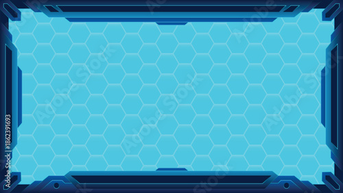 futuristic technology frame vector design with blue light color