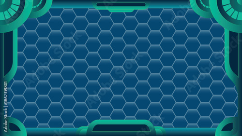 futuristic technology frame vector design with blue green color