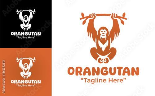 Orangutan Logo Modern Minimalist Primate Branding