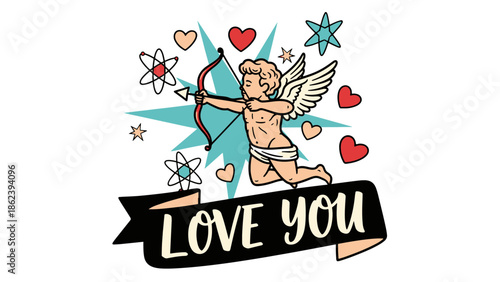 Adorable Angelic Cupid with Bow and Arrow Expressing Affection for a Joyful Valentine's Moment