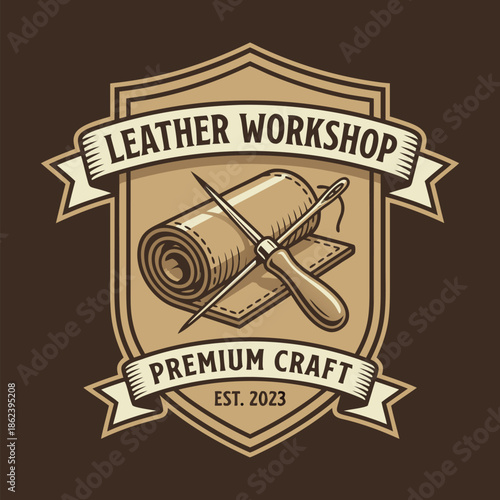 Leather Workshop Premium Craft Emblem.
