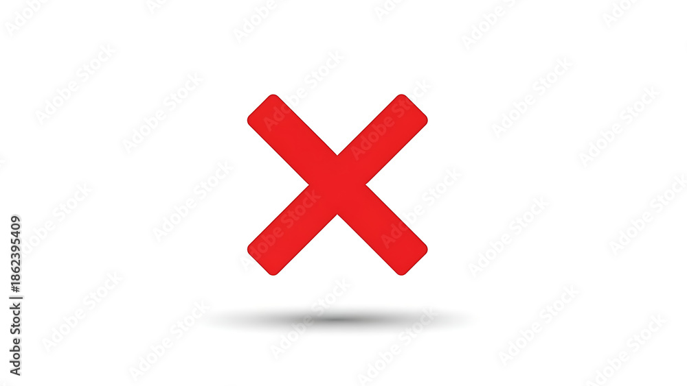 Obraz premium Red error cross symbol isolated on white background