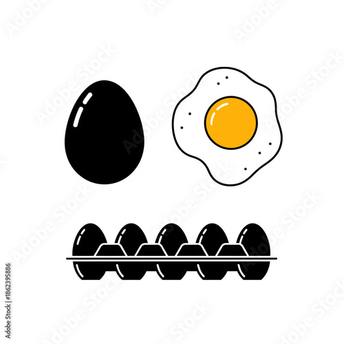 Black Egg and Fried Egg Illustration.