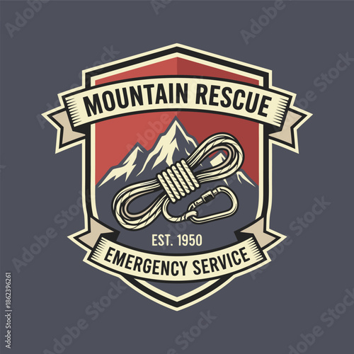 Mountain Rescue Emergency Service Emblem.