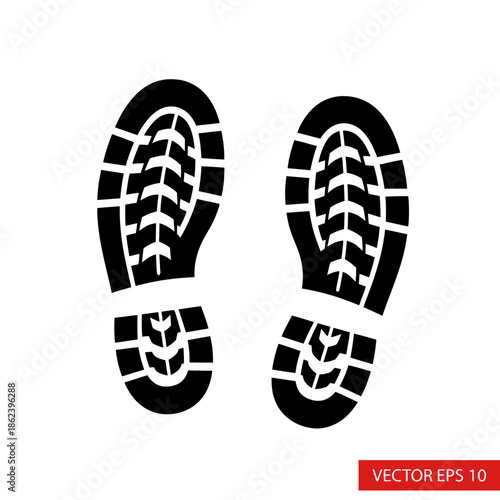 Black Footprint Silhouette Vector Illustration.