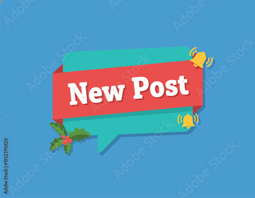 New Post Announcement Graphic with Bells and Holly.