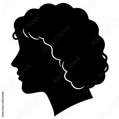 Side profile woman silhouette with wavey hair