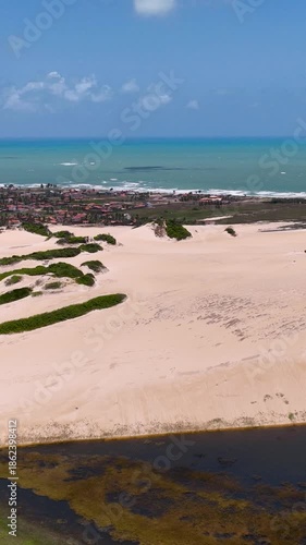 Wallpaper Mural Genipabu Beach At Extremoz Rio Grande Do Norte Brazil. Breathtaking Aerial View Of A Lush Tropical Coastline Scenery. Deserted Skyline Peaceful Beauty. Peaceful Watercolor Shore. Torontodigital.ca