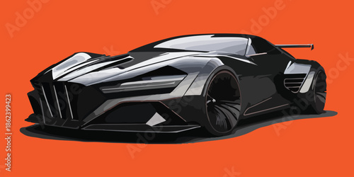 sport car on black color