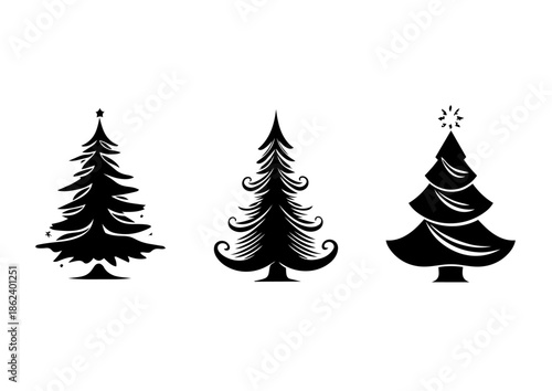 3 chistmas trees vector