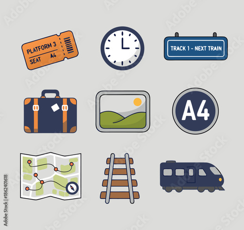 Travel and Transportation Icons Set.