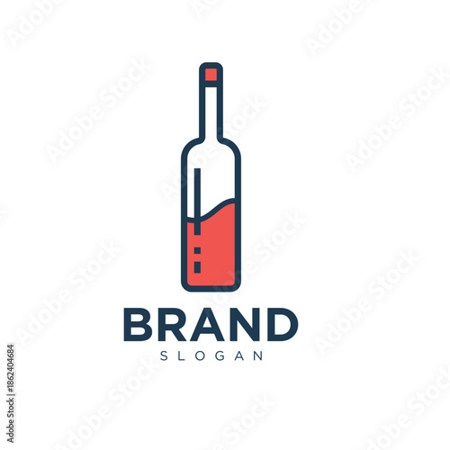 Wine bottle logo design vector flat