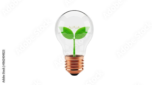 Light bulb with sprouting plant inside, symbolizing green energy
