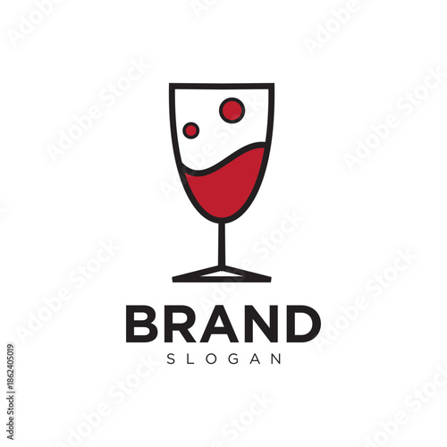 Elegant Red Wine Glass Logo Template