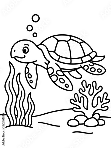 Sea Turtle's Journey: A captivating image of a sea turtle gracefully gliding through the aquatic world, surrounded by the vibrant ecosystem. Witnessing the tranquility of the ocean.