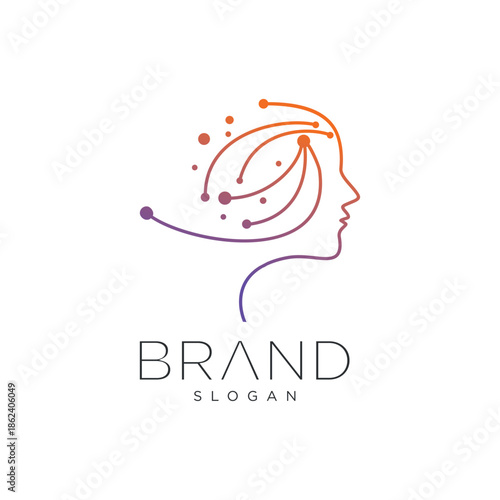 Head human smart technology logo design template 