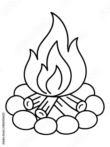 Campfire Illustration: A graphic illustration of a campfire, perfect for a wide range of design projects.