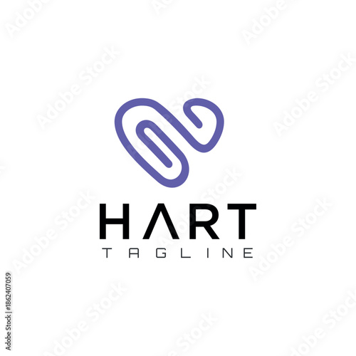 Abstract Heart Logo Line Art Design Template