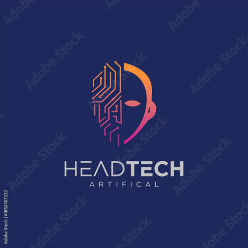 Head human smart technology logo vector