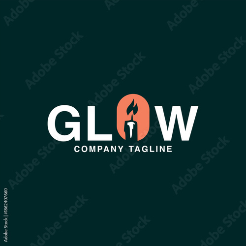 Letter o Candle Light Logo Design Vector illustration