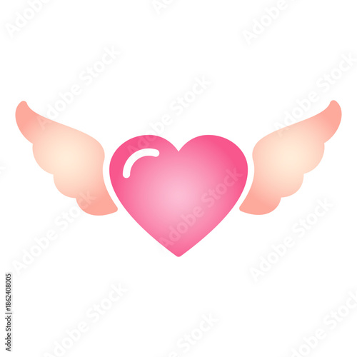 Gradient heart with angel wings, romantic Valentine’s Day symbol, perfect for love, wedding, and festive design projects.