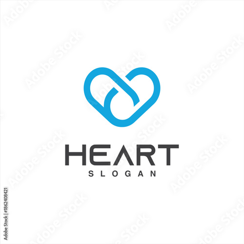 Abstract Love Heart Logo Icon with Continuous Line Design Style