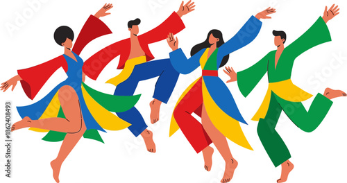 Vibrant samba dance parade featuring energetic performers in colorful costumes