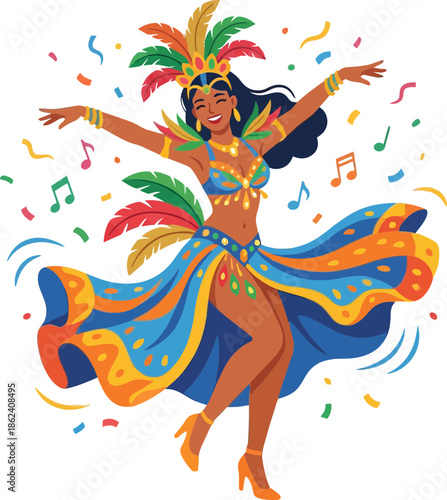 Vibrant Samba Dance Performance During Colorful Parade Celebration