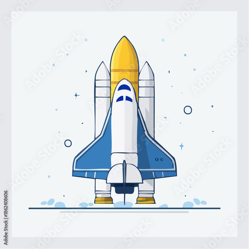 Vector Illustration of a Blue and White Space Shuttle.