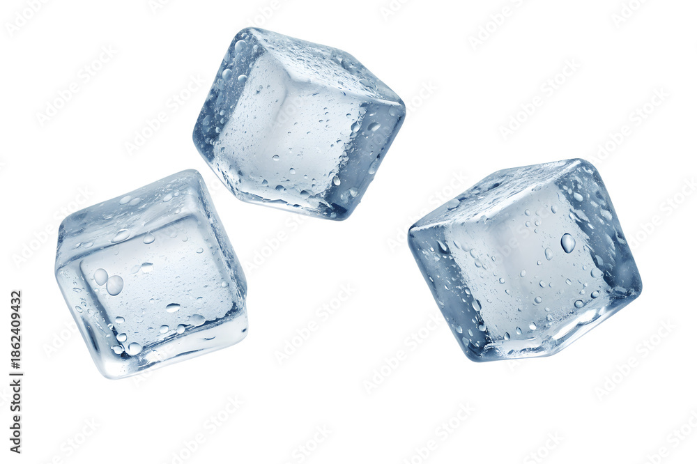 Obraz premium flying ice cubes isolated on transparent background