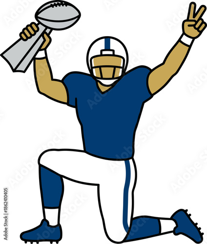 Celebrating Victory with Cheerful Football Player in Dynamic Pose