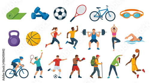 Collection of Diverse Sports and Fitness Activities for Active Lifestyle