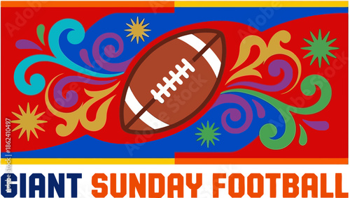 Giant Sunday Football Logo with Colorful Floral Background