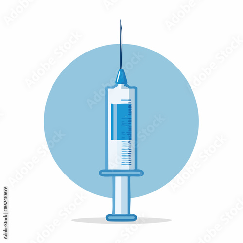 Vector Illustration of a Medical Syringe with Needle.