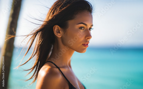 side profile of a young wom...