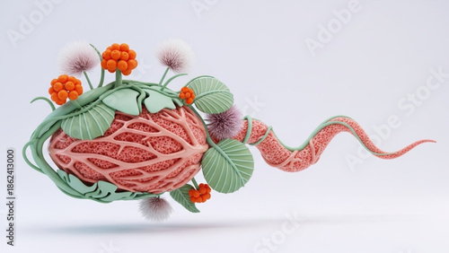 Abstract biological concept of life creation with organic elements and natural growth