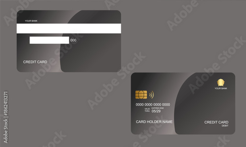 Set of Credit Cards Black And Gray Gradien Colors