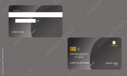 Set of Credit Cards Black And Gray Gradien Colors