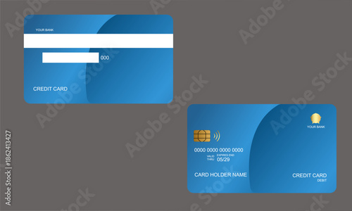 Set of Credit Cards Blue And Dark Gradien Colors