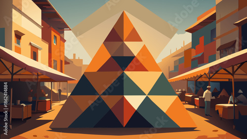 Geometric Triangular Tessellation Pattern in Muted Earth Tones